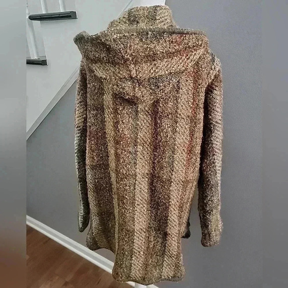 WEAVE OF THE IRISH hand knit plaid wool chore sweater jacket XS vtg 90s Oversize - Picture 5 of 6